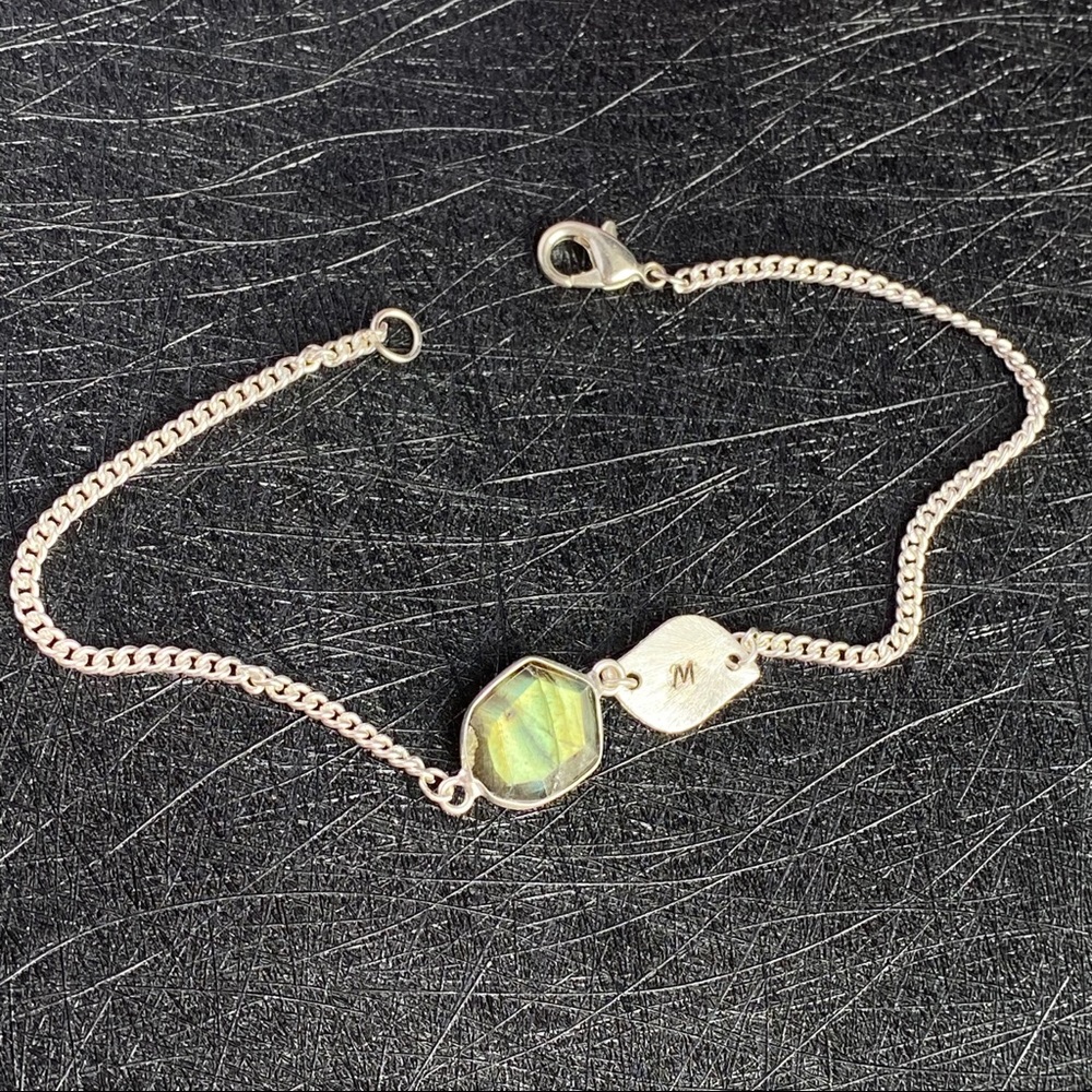 Custom Initial Letter Name Labradorite Bracelet
